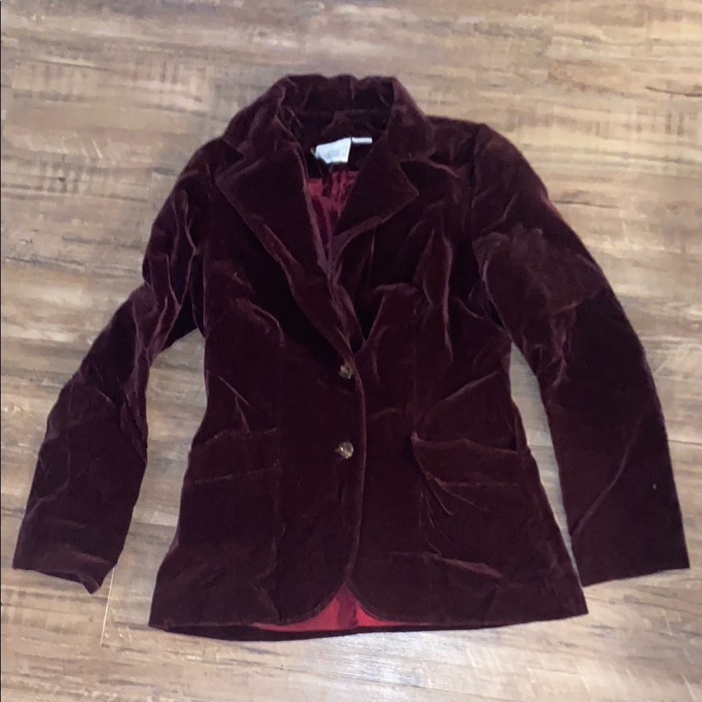Vintage Campus Casuals of California velour/velvet blazer hacker burgundy small